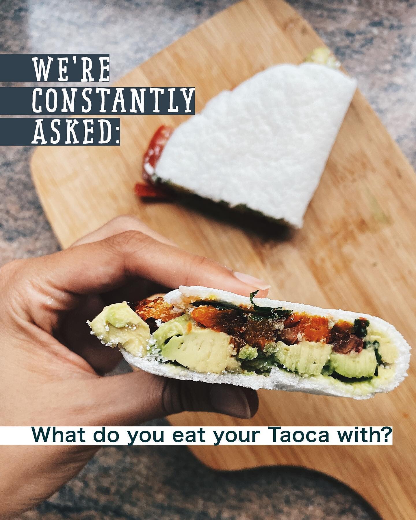 We like to keep things simple. ⁠
⁠
Today we had leftover spicy roasted pumpkin and kale  that wasn't enough for a full second meal, so we prepped a Taoca by adding avocado and tomato and I'll tell you that: it was super tasty. ⁠
⁠
We don't normally p